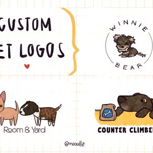 Custom Pet Logo // Hand-drawn Pet logo // Pet business Logo // Custom Logo Design // Cute Pet Logo // Unique Logo Design image 6