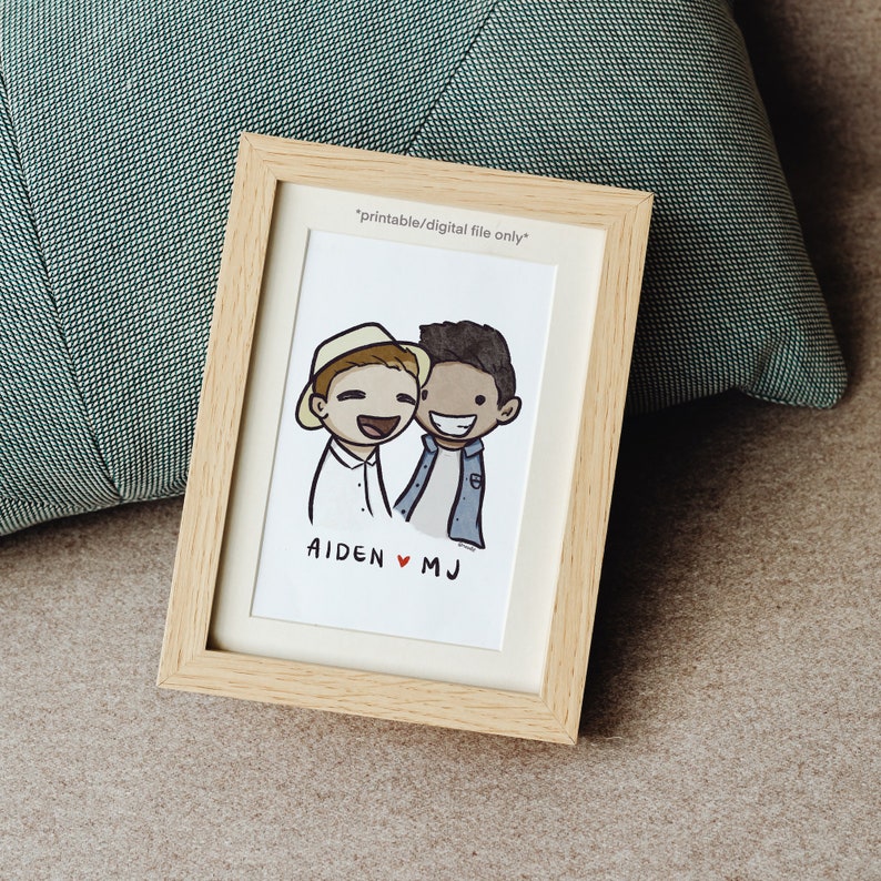 Cute Couples Custom Portrait // Valentines Gift // Custom Wedding Gift // Personalized Anniversary or Birthday Illustration DIGITAL FILE image 3