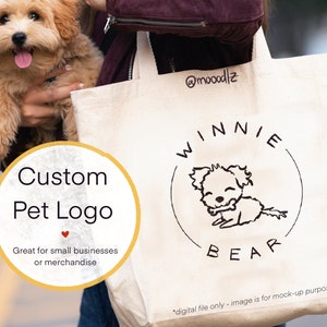 Custom Pet Logo // Hand-drawn Pet logo // Pet business Logo // Custom Logo Design // Cute Pet Logo // Unique Logo Design image 1