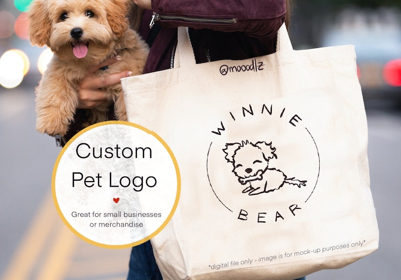 Custom Pet Logo // Hand-drawn Pet logo // Pet business Logo // Custom Logo Design // Cute Pet Logo // Unique Logo Design image 1