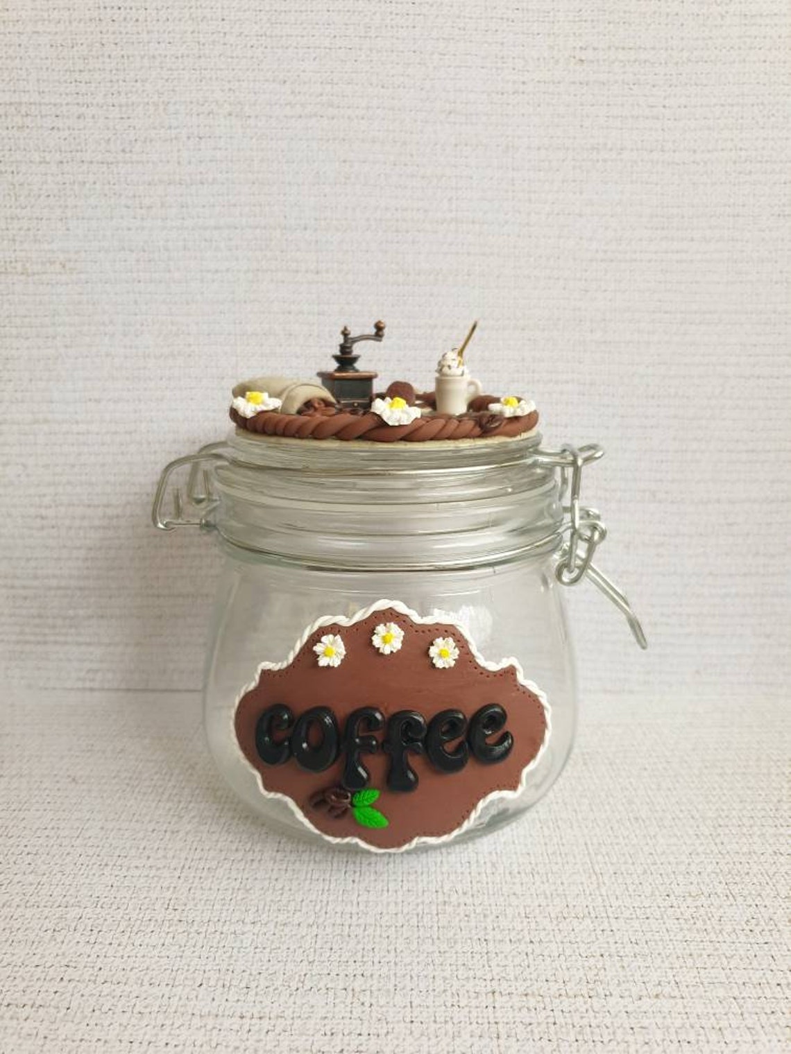 Jar Coffee jar Kitchen decor Coffee Glass jar Jar with Etsy