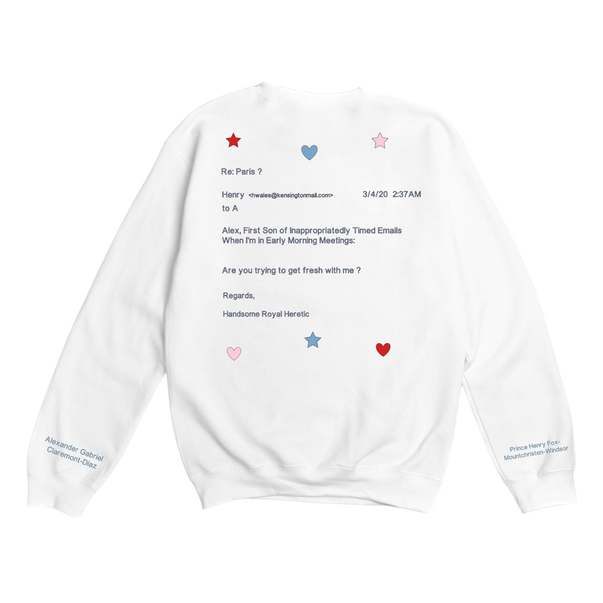 History Huh Red White and Royal Blue White Sweatshirt PRE