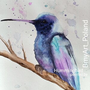 watercolour hummingbird a5 a4 print digital