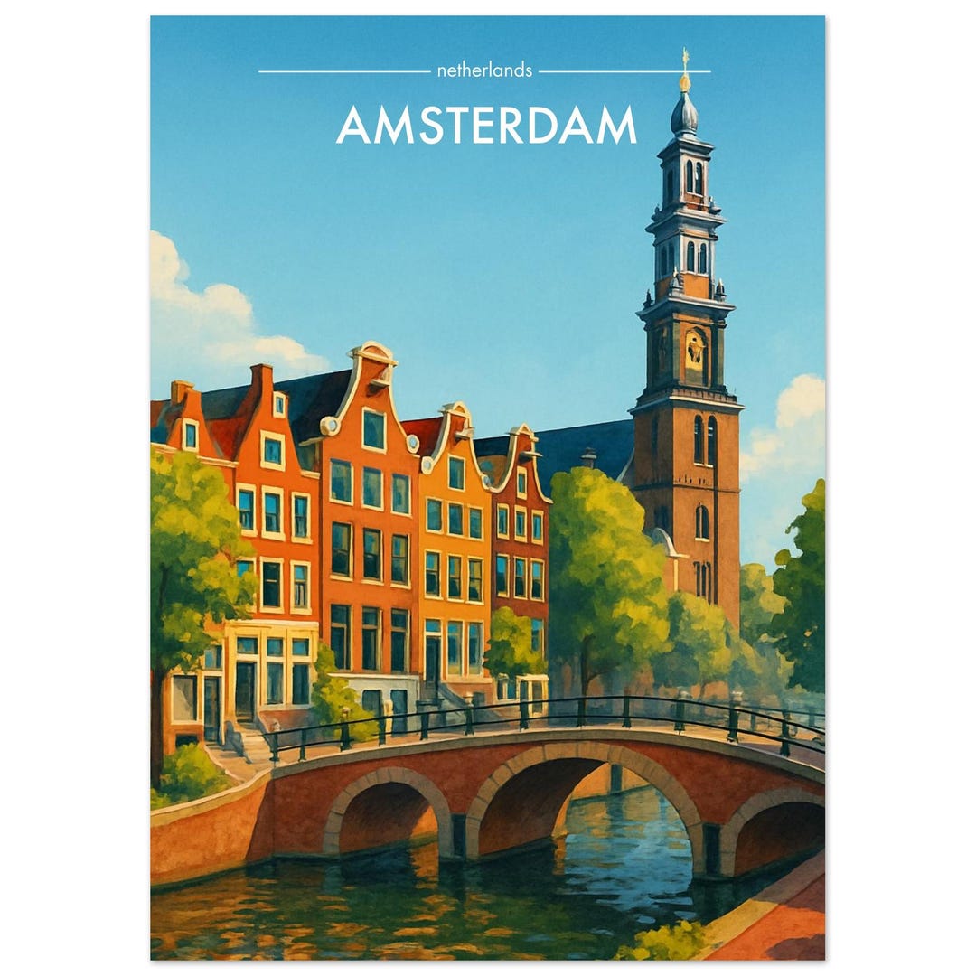 Amsterdam Travel Poster | Modern Wall Art Print | Minimalist Home Décor ...