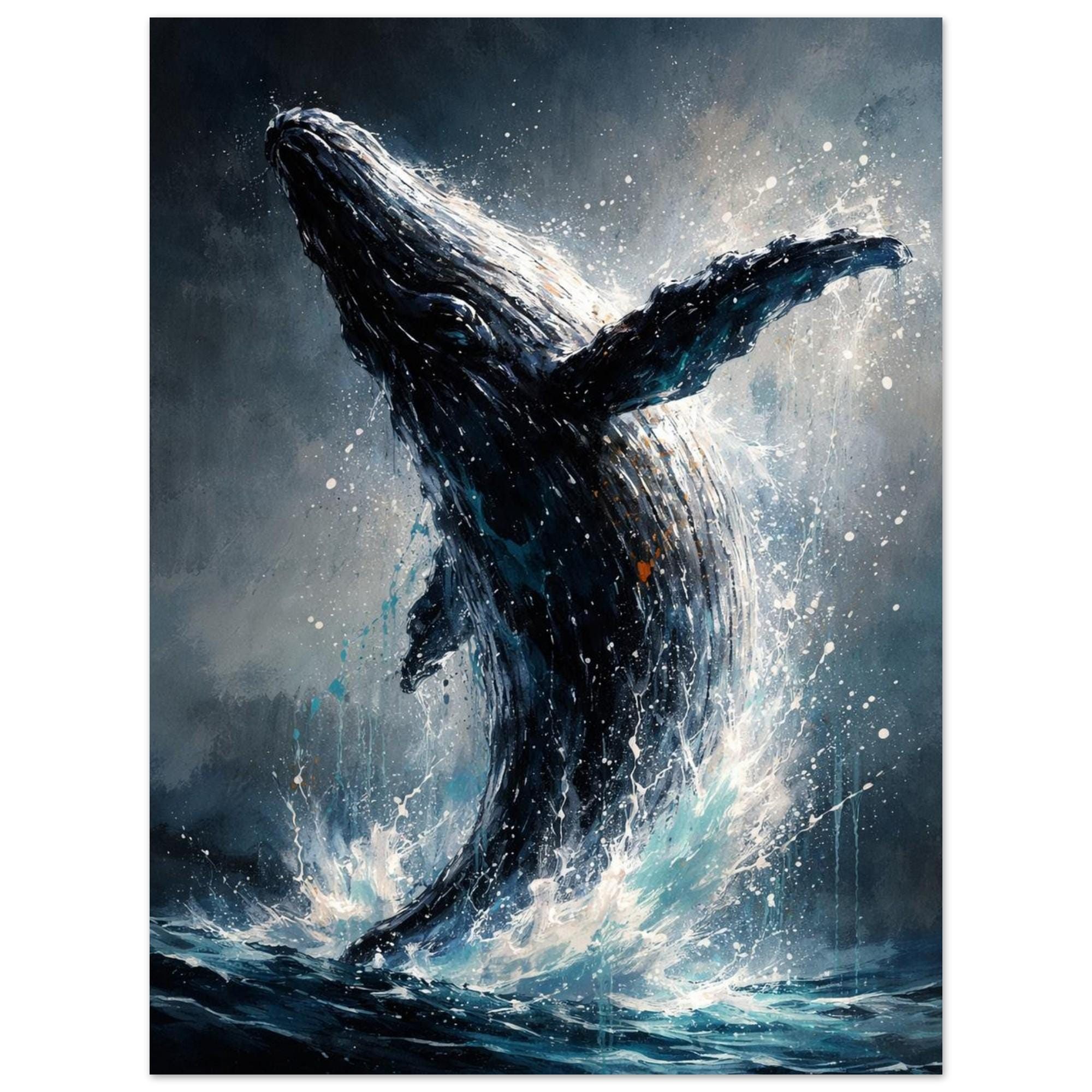 Humpback Whale Breaching Art Print, Coastal Ocean Wall Decor - Etsy