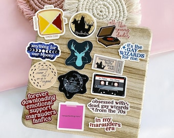 marauder fanfiction sticker set, bookish sticker, wolfstar sticker, marauder fanfic, book lover, constellation, jegulus, atyd, ao3