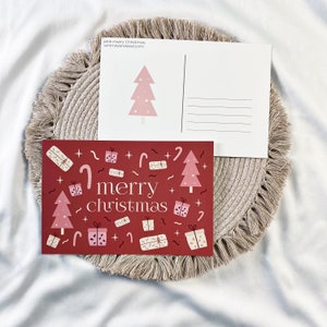 pink merry Christmas postcard - set of 5