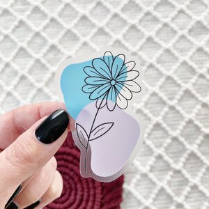 flower sticker, water bottle sticker, laptop sticker, clear sticker, line drawing sticker, pretty sticker, best friend gift