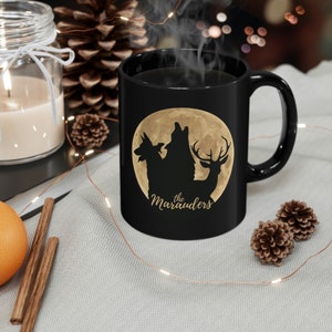marauders moon black mug, 11oz or 15oz, magical mug, wolfstar, bookish mug, gifts for readers, book lover, booktok
