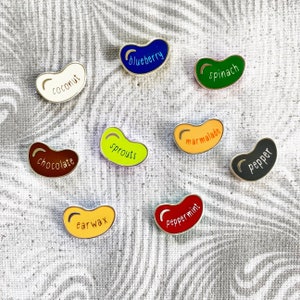 jelly bean enamel pins, flavored beans board fillers