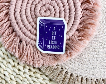 a bit of light reading, book sticker, bookish sticker, wizard sticker, magic, reader, book lover, quote sticker, water bottle sticker, decal
