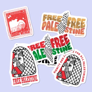 Free Palestine Sticker Bundle, Handmade Palestine Stickers, Gaza Sticker, Water Resistant, 100% Profit Donated to Charity