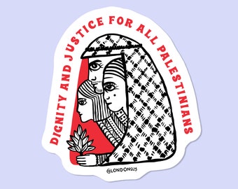 Palestine Justice Sticker, Free Palestine Sticker, Handmade Gaza Sticker, FREEPALESTINE, Water Resistant, 50% Profit Donated to Charity