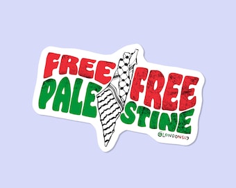 Free Free Palestine Sticker, Free Palestine Sticker, Handmade Gaza Sticker, FREEPALESTINE, Water Resistant, 100% Profit Donated to Charity