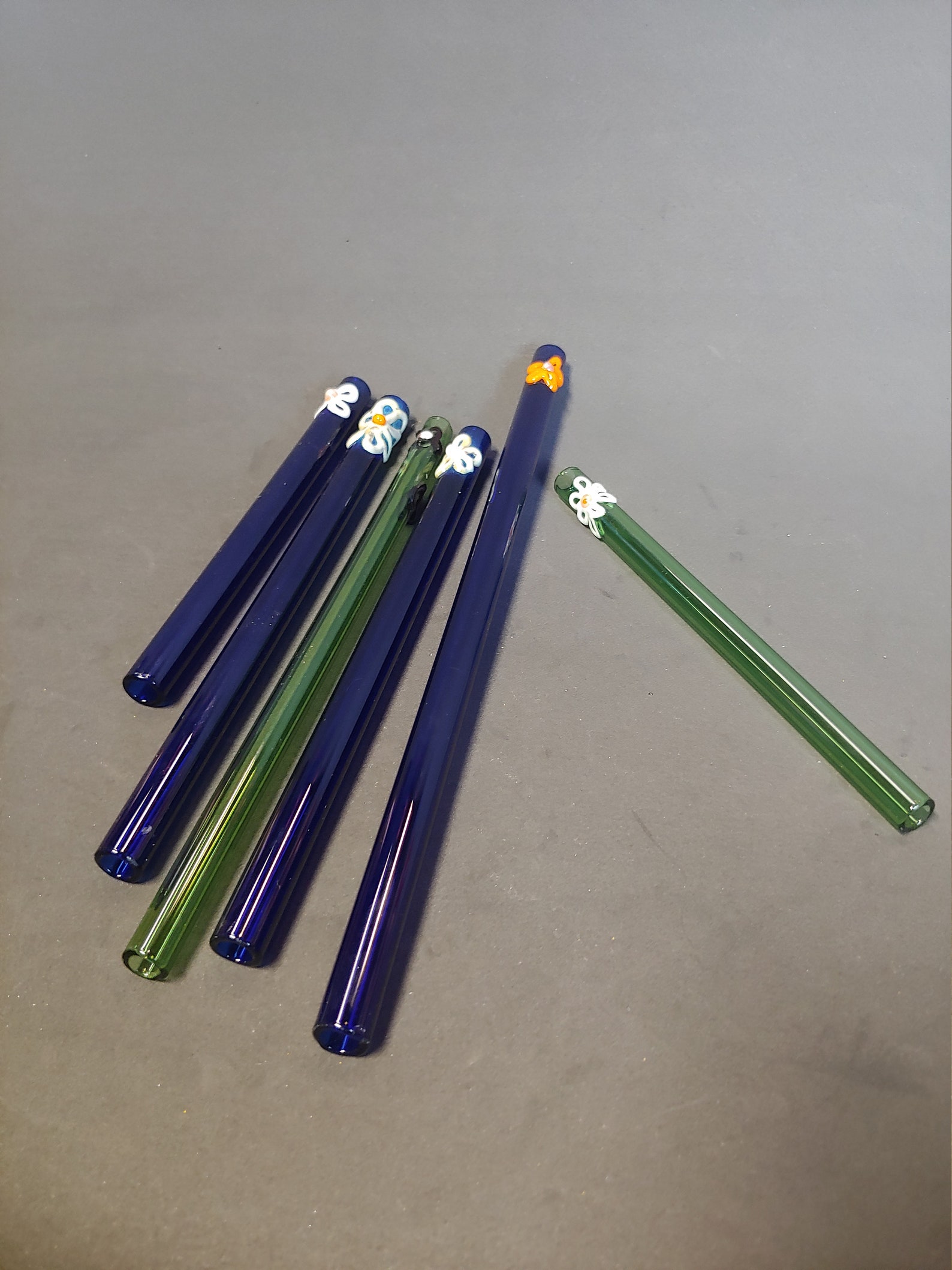 Glass Straws with Flower Art Etsy