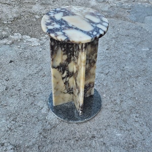 Calacatta viola marble -coffee table -side table -End table -Home decor -office decor-Furniture- natural stone coffe- round table