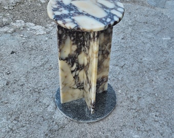 Calacatta viola marble -coffee table -side table -End table -Home decor -office decor-Furniture- natural stone coffe- round table