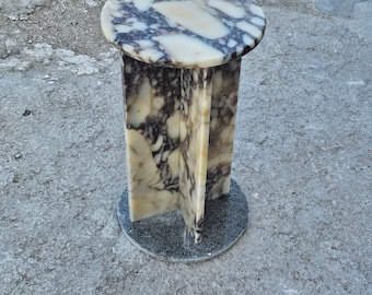 Calacatta viola marble -coffee table -side table -End table -Home decor -office decor-Furniture- natural stone coffe- round table