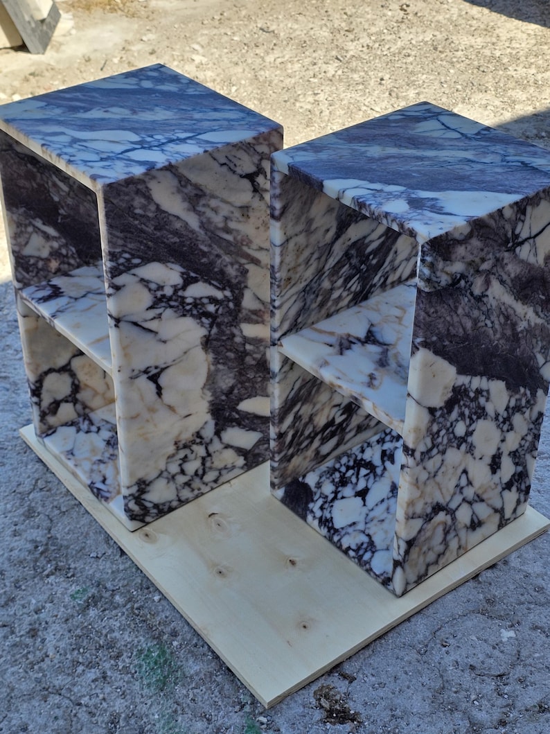 Calacatta Viola Marble Nightstand-Side Table-Shelves Table-Real Marble-Natural Stone-Home Decoration-Custom made-Manufacturer-USA FREE TAX image 1
