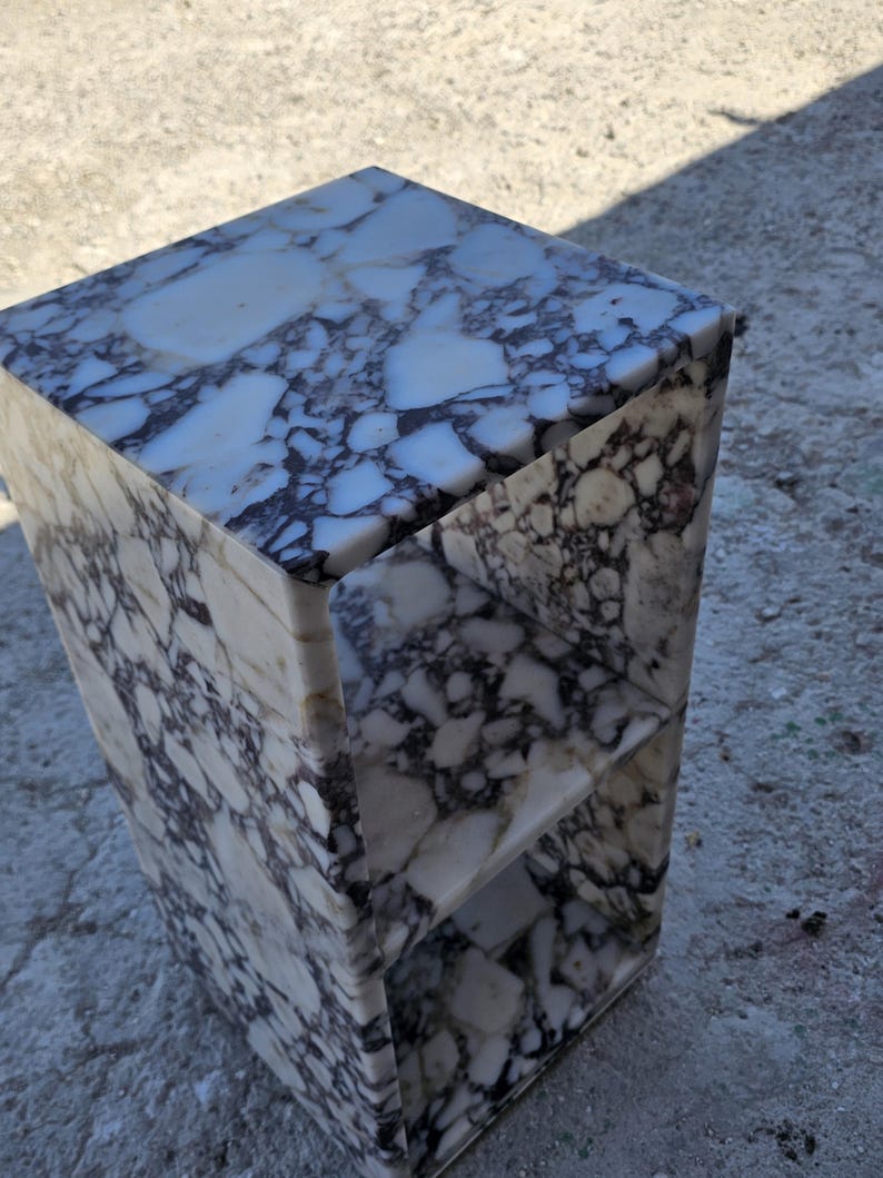 Calacatta Viola Marble Nightstand-Side Table-Shelves Table-Real Marble-Natural Stone-Home Decoration-Custom made-Manufacturer-USA FREE TAX image 5