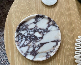 VIP marble tray -Decorative tray made of quality marble -Made from Calacatta viola stone.natural stone- 9.8 inch-