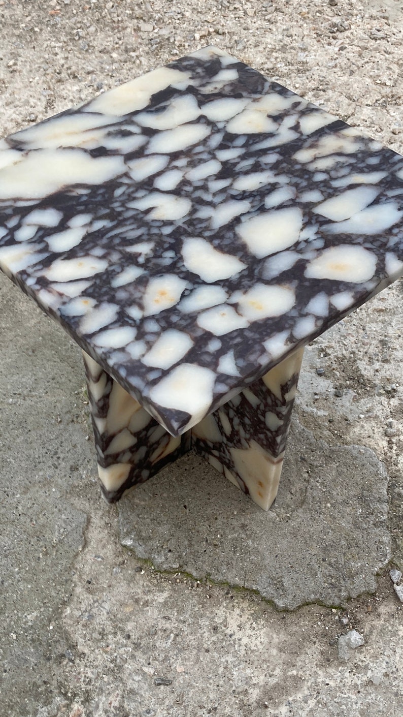 Calacatta Viola Marmor Beistelltisch, Luxus Marmor Beistelltisch, Schachbrett Calacatta Viola Couchtisch, modernes Wohndekor, kostenloser Versand Bild 6