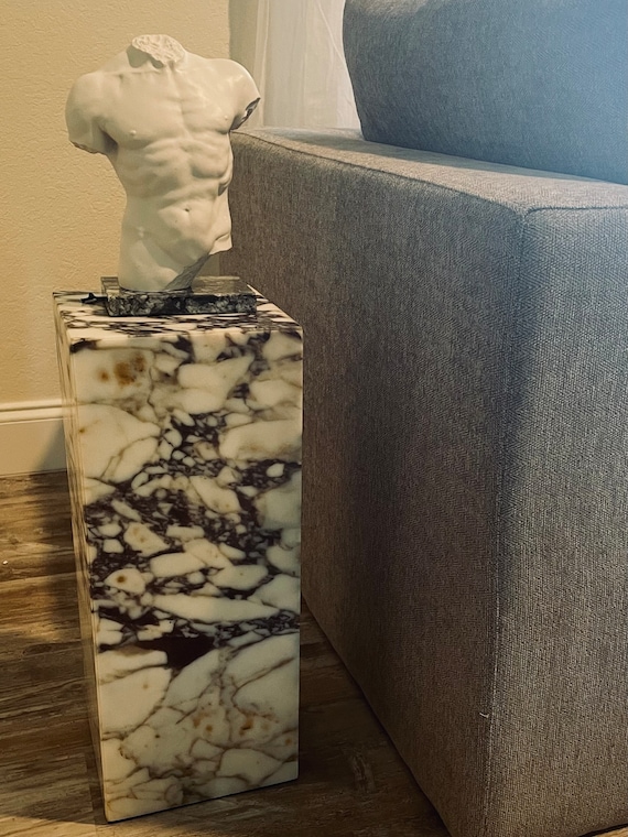 Calacatta Viola Marble Cube Table-marble base-calacatta base-stone base-modern home decor -Custom made-Quality marble