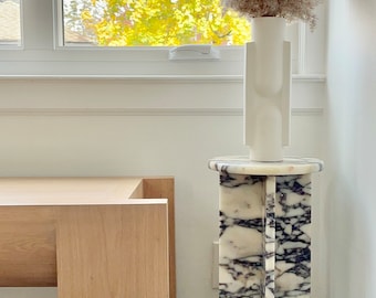 Calacatta Marmor Stand & Tisch-Vase Stand-Echter Stein-Custom Made-Qualitäts Marmor-Hersteller-24.4hx9.8w-USA Kostenlos