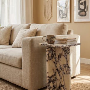Calacatta Viola Marble End Table-Side Table-Modern Home Decor-Real Marble-Manufacturer -USA FREE TAX image 6