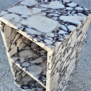 Calacatta Viola Marble Nightstand-Side Table-Shelves Table-Real Marble-Natural Stone-Home Decoration-Custom made-Manufacturer-USA FREE TAX image 4