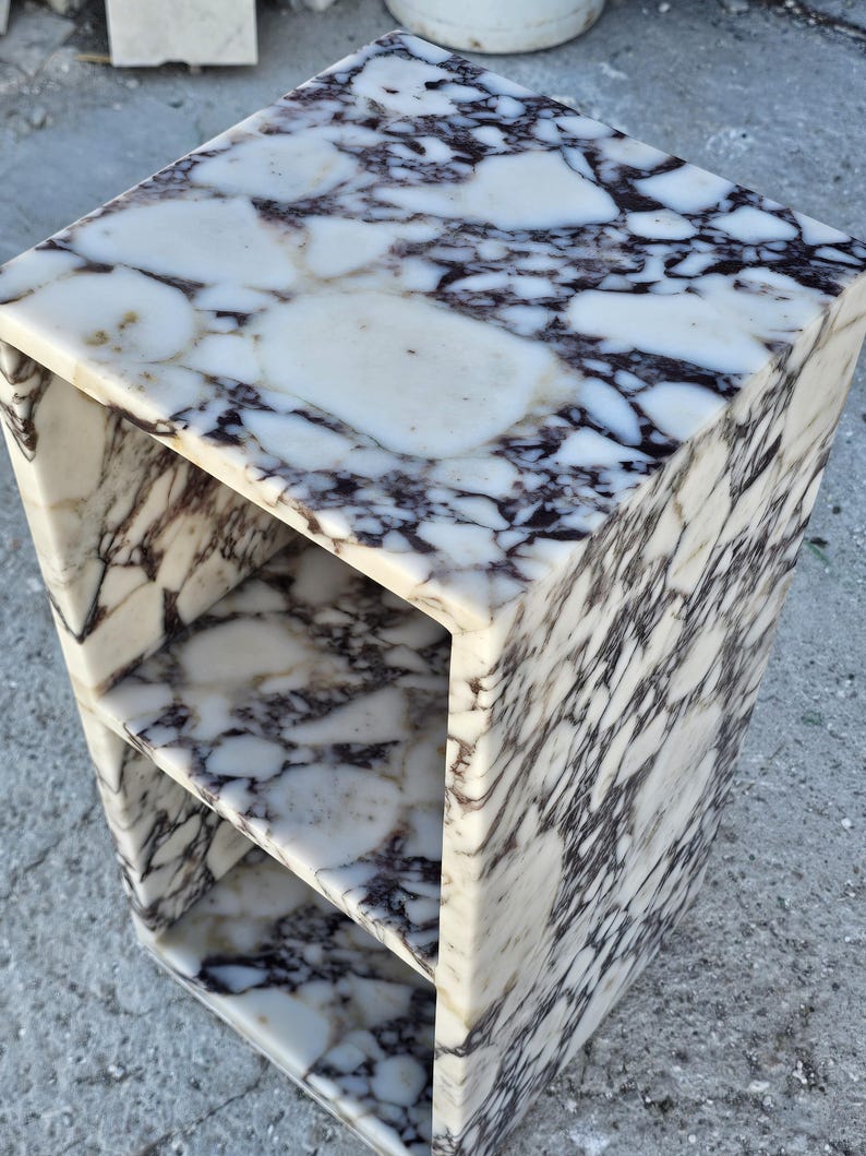 Calacatta Viola Marble Nightstand-Side Table-Shelves Table-Real Marble-Natural Stone-Home Decoration-Custom made-Manufacturer-USA FREE TAX image 4