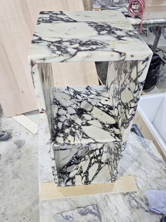 Calacatta Viola Marble Nightstand-Side Table-Shelves Table-Real Marble-Natural Stone-Home Decoration-Custom made -USA FREE TAX