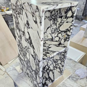 Calacatta Viola Marble Nightstand-Side Table-Shelves Table-Real Marble-Natural Stone-Home Decoration-Custom made-Manufacturer-USA FREE TAX image 3