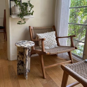 Calacatta Viola Marble-Small Modern Side Table-End Table-Real Marble-Vase Stand-Quality Marble-Home Decoration-Custom made-USA FREE tax