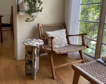 Calacatta Viola Marmor-Kleiner Moderner Beistelltisch-Beistelltisch-Echter Marmor-Vase Stand-Qualitäts Marmor-Spezialanfertigung-Hersteller USA Versandkostenfrei