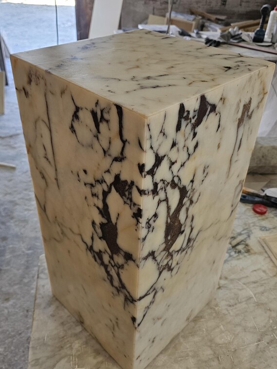Calacatta Viola Marble Cube Table-marble base-calacatta base-stone base-modern home decor