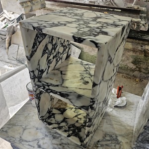 Calacatta Viola Marble Nightstand-Side Table-Shelves Table-Real Marble-Natural Stone-Home Decoration-Custom made-Manufacturer-USA FREE TAX image 6