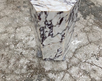 Calacatta viola marble hexagon cube base -marble base-stone base