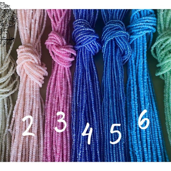 Pastel Collection African Waist Beads - Traditional Handmade Cotton String Tie-On Waist Beads