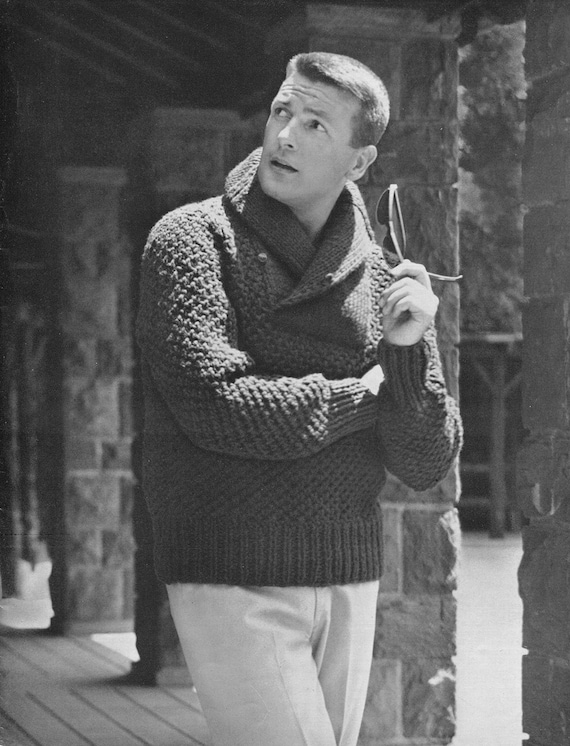 Sperrige Schalkragen Pullover Pullover Herren Größen · Vintage