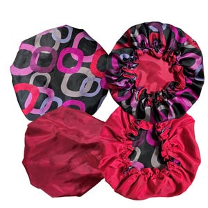 Hair Bonnet | Satin Bonnet | Sleep Bonnet | Sleep Cap | Reversible Bonnet | Adjustable | Unique Patterns Pink