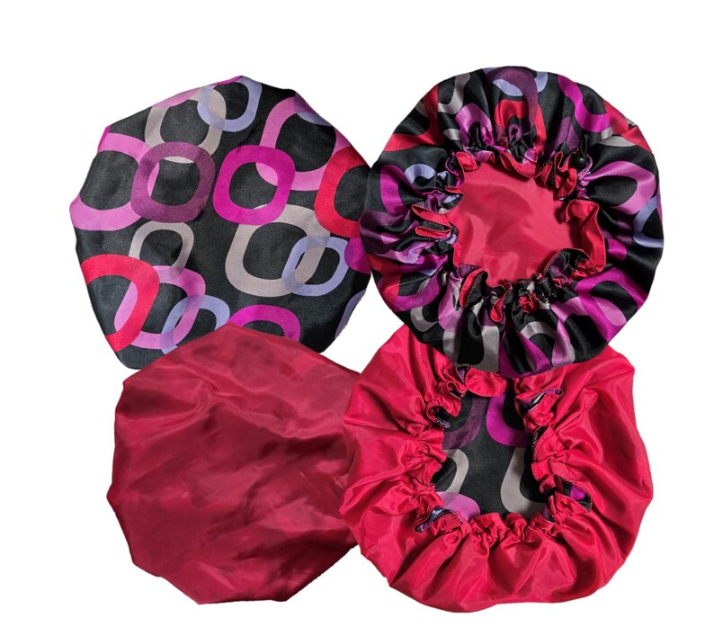 Hair Bonnet | Satin Bonnet | Sleep Bonnet | Sleep Cap | Reversible Bonnet | Adjustable | Unique Patterns Pink