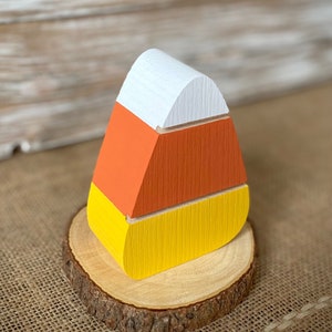 Candy Corn - Chunky Wood Candy Corn - Halloween Tiered Tray Display - Fall Decor - Shelf Sitter