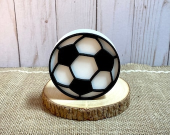 Wood Soccer Ball - Sports Decor - Soccer Tiered Tray - Boys Girls Room Decor - MLS Soccer Futbol Game Display