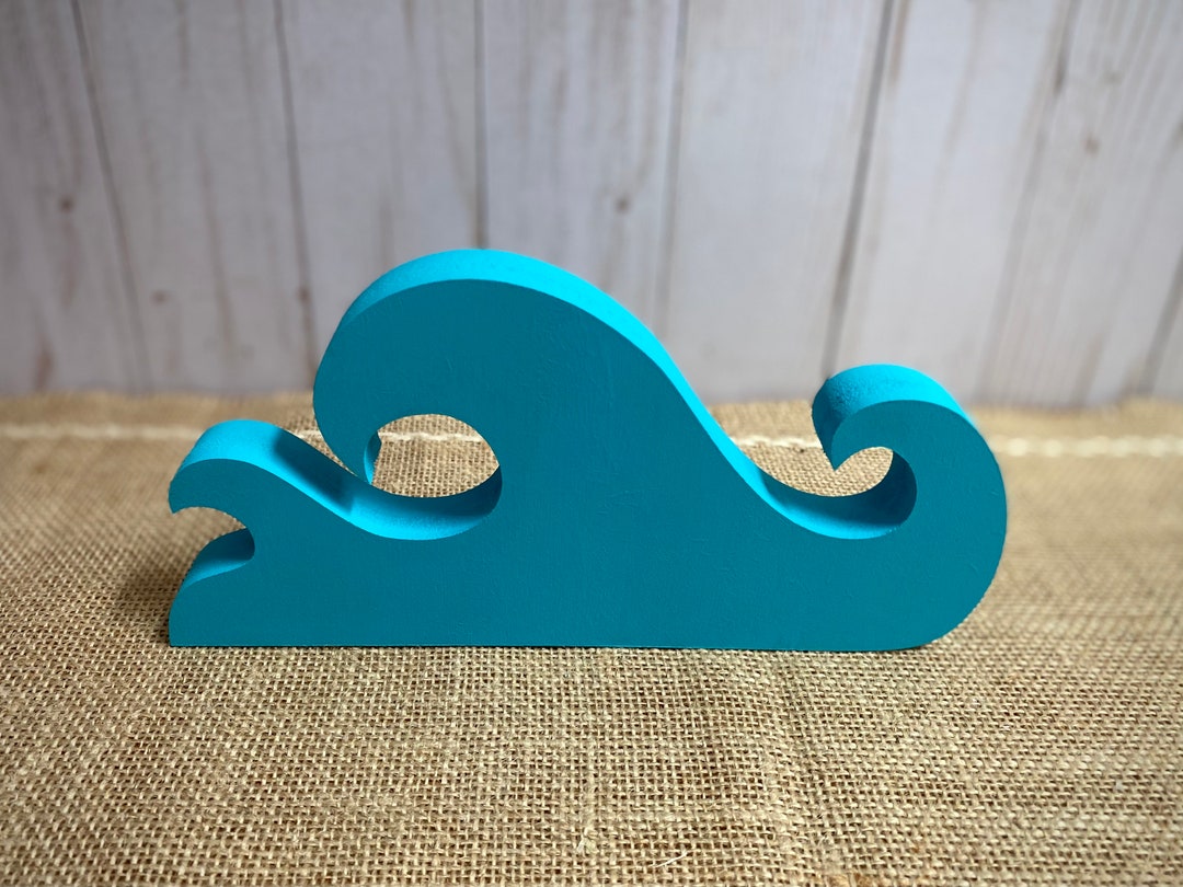 Wood Ocean Wave Large Blue Wave Summer Tiered Tray Beach Pool Decor