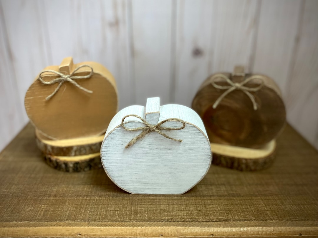 Pumpkin - Chunky Wood Pumpkins - Farmhouse Fall Tiered Tray Decor ...