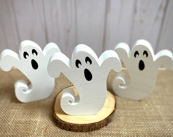 Wood Ghost - Halloween Tiered Tray Decor - October 31 Spooky Ghost Display - Ghost Shelf Sitter