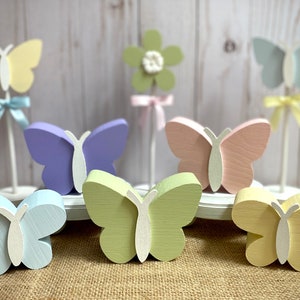 NEW Wood Butterfly Decor - Chunky Wood Butterflies - Spring Summer Display - Butterfly Garden Tiered Tray