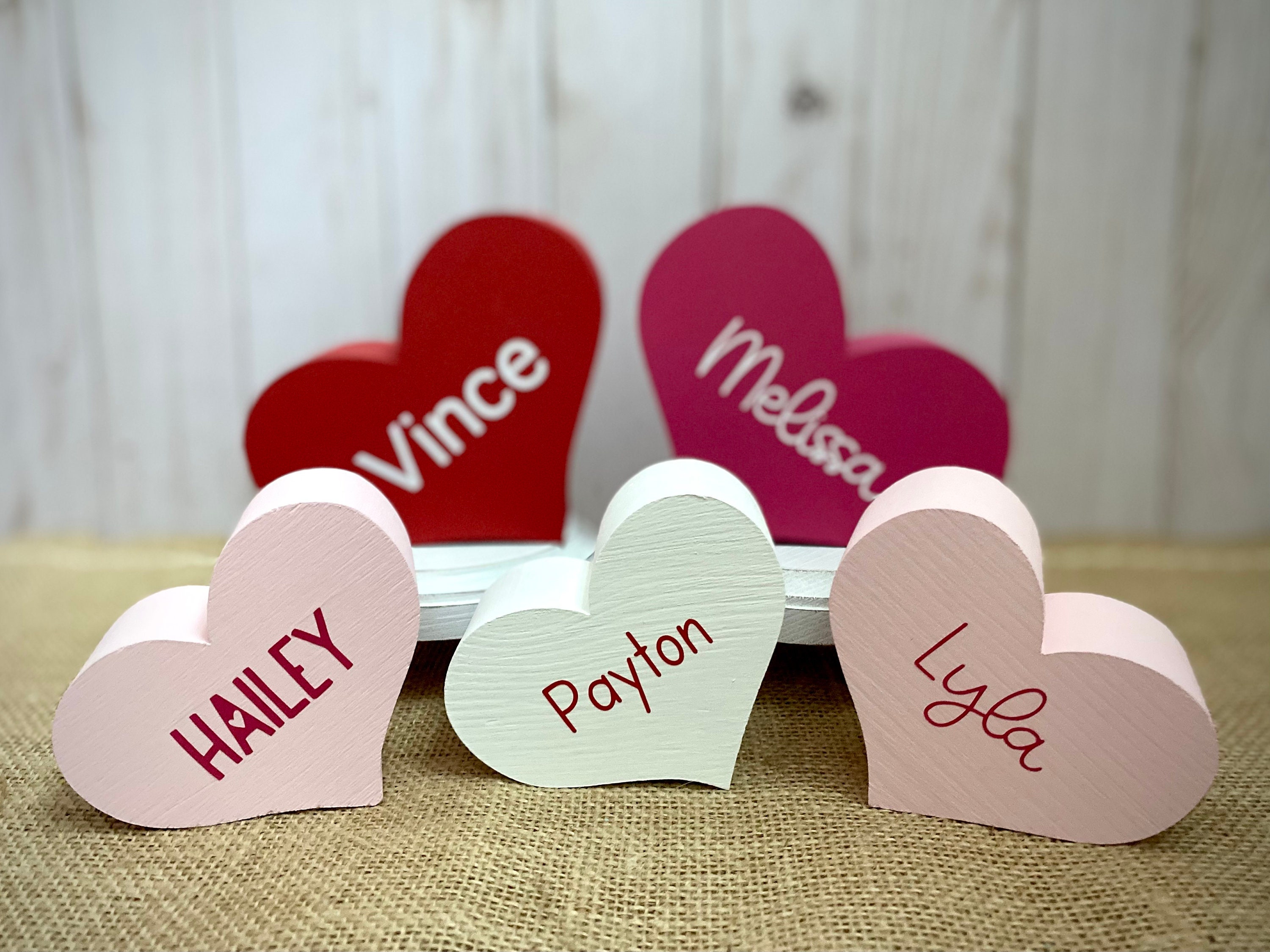 Valentines Day wooden hearts
