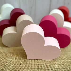 Chunky Wood Hearts - Large Wooden Hearts - Valentine's Day Tiered Tray Decor - Valentine Shelf Sitter